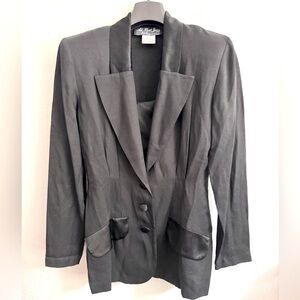 Vintage “All that Jazz” Black Tuxedo Satin Trim Rayon 80s Blazer Top